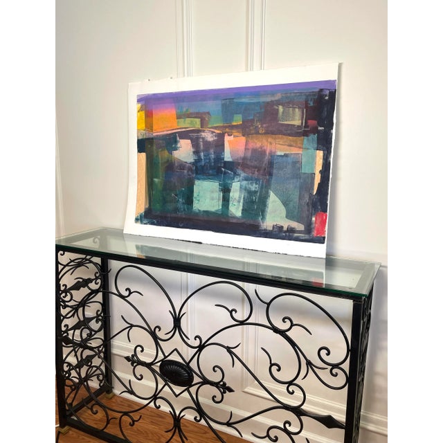 Vintage Monumental Abstract Organic Modern Original Acrylic Painting on Paper by Jack Willis, Multi Color For Sale - Image 10 of 12