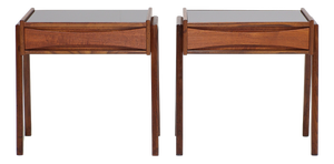 Vintage Danish Bedside Tables in Teak and Black Glass by Arne Vodder for Ølholm Møbelfabrik, 1960s, Set of 2