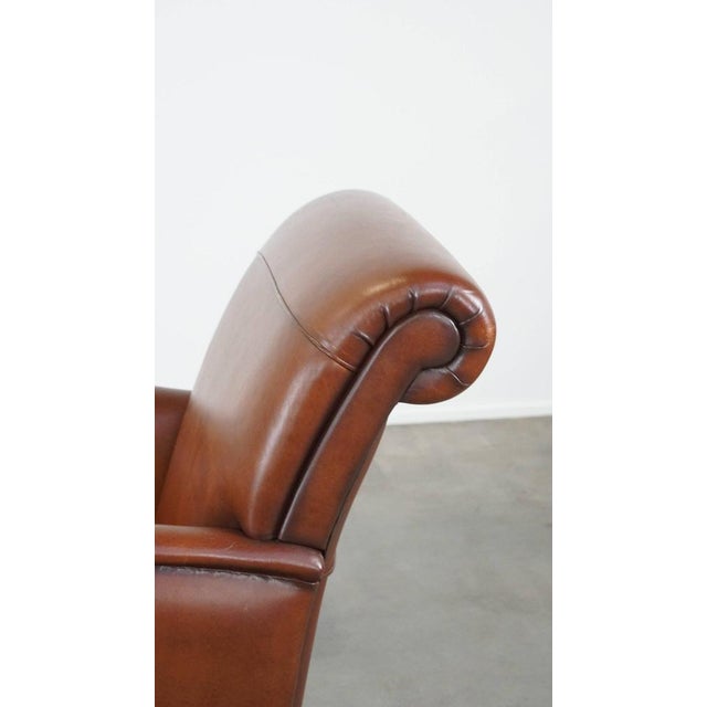 Cognac-Colored Sheep Leather Chair For Sale - Image 12 of 14