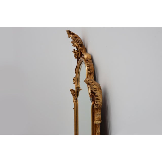 Gold Large Vintage Louis XV Baroque Gilt Wooden Mirror, Belgium, 1950s For Sale - Image 8 of 13