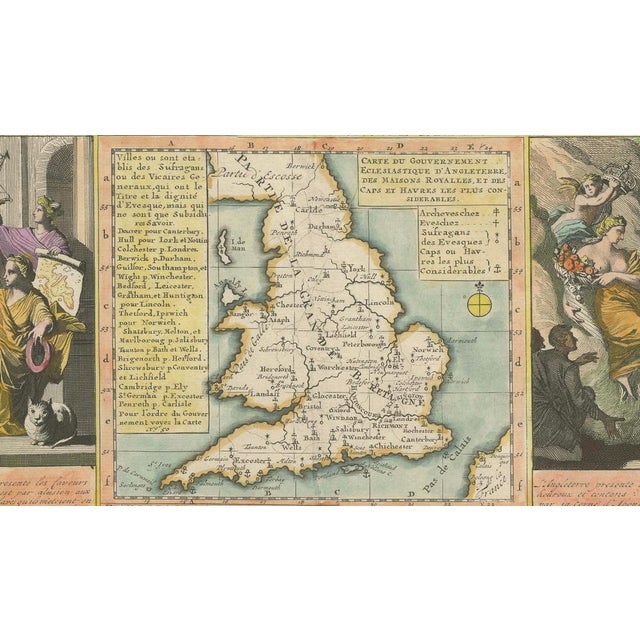 England and London Government Map with Allegorical Vignettes, 1720 For Sale - Image 5 of 10
