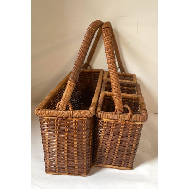 Vintage Wicker Flatware Serving Basket Caddy For Sale In Dallas - Image 6 of 8