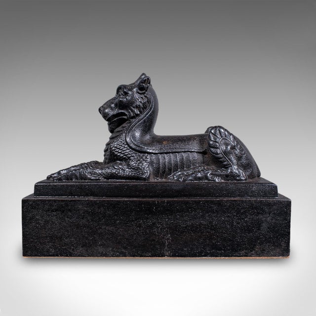 Late 19th Century Antique Guardian Lion Door Keeper, English, Iron, Mythology, Doorstop, Victorian For Sale - Image 5 of 10