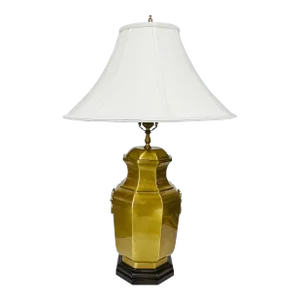 Wildwood Brushed Bright Brass Lamp With Round Knockers, Includes Shade