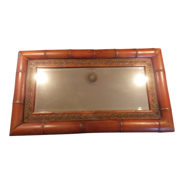Looking for a Mirror that will make a statement than this beautiful large vintage bamboo full length beveled handing wall...