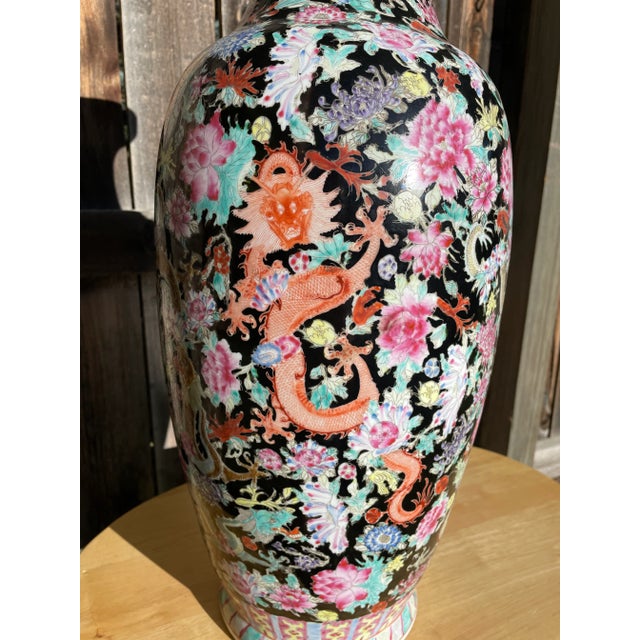 Antique Late 19th Century Chinese Imperial Famille Noir Porcelain Vase For Sale - Image 4 of 9