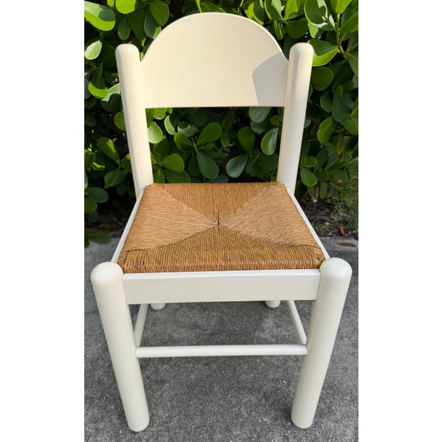 Vintage Hank Loewenstein Padova Italian Rush Seat Dining Chair in White Lacquer For Sale In Naples, FL - Image 6 of 11