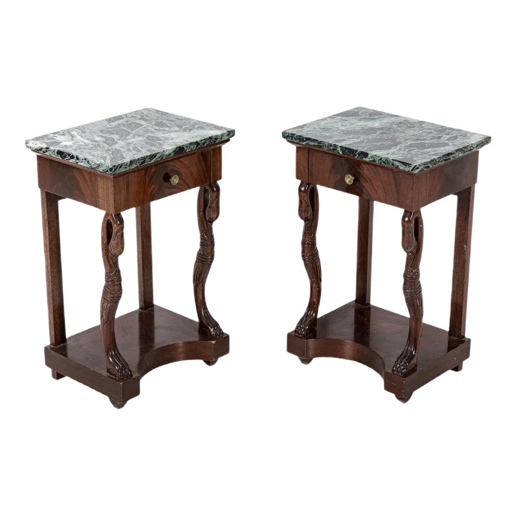 French Swan Neck Bedside Tables, Set of 2 | Chairish