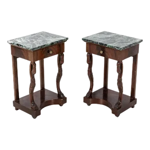 French Swan Neck Bedside Tables, Set of 2