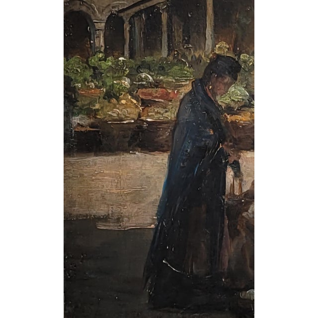 Early 20th Century Antique Early 1900s Oil on Panel of a Venetian Market Scene by m.s. Loresen (?) For Sale - Image 5 of 17
