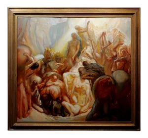 Edouard Vysekal -Terrifying Nude Scene of Bodies From Dante Inferno-Oil Painting