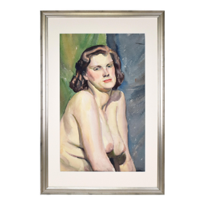 Vintage Female Nude Watercolor Painting by Stephen Horvath C.1940s