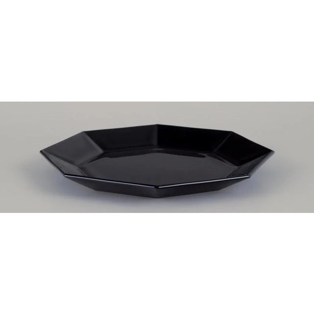 1970s Octagonal Plates in Black Glass from Arcoroc, France, 1970s-1980s, Set of 6 For Sale - Image 5 of 8