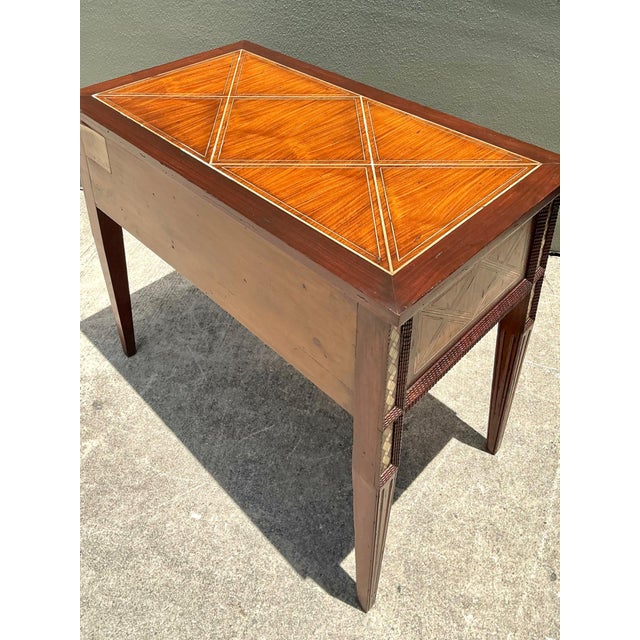 Vintage Alphonse Marina Carved Wood Console Table With Bone Inlay For Sale - Image 11 of 14
