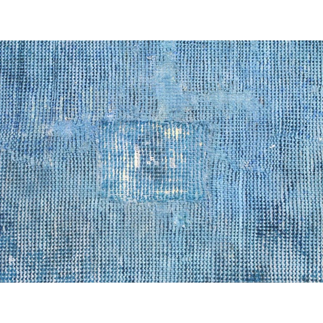 Textile Early 20th Century Blue and Ivory Antique Oushak Rug Overdyed With Classical Design/Composition For Sale - Image 7 of 10