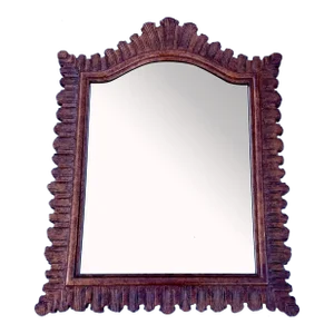 Vintage Large Designer Faux Tortoise Shell Carved Wood Wall Mirror