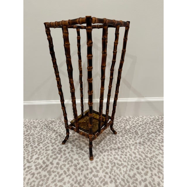 Coffee Classic Real Bamboo Umbrella Stand, English For Sale - Image 8 of 9