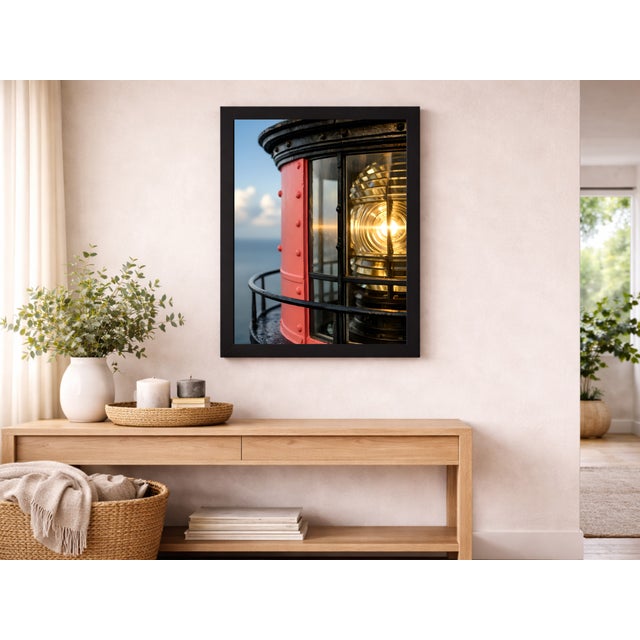 Red Lighthouse Beacon Detail, Coastal Architectural Art Print, 24″ × 36″ Reproduction For Sale In Buffalo - Image 6 of 7