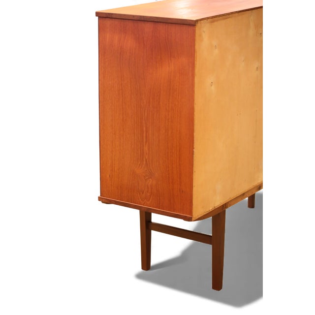 Wood Danish Compact Teak Cabinet with Sliding Doors and Bar Compartment For Sale - Image 7 of 15