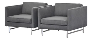 Grey & Chrome Vintage Cube Lounge Chairs - a Pair