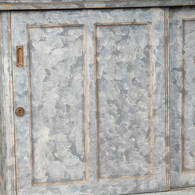 Blue 19th Century Large Swedish Pine Display Cabinet Bookcase For Sale - Image 8 of 10