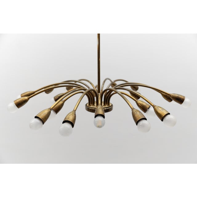 Large Mid-Century Modern Brass Sputnik Lamp, Austrian, 1950s For Sale - Image 6 of 15