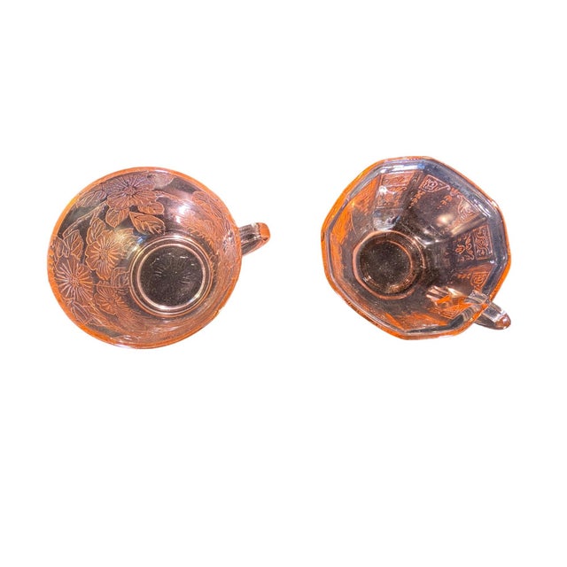 Mid 20th Century Pink Depression Glass Cups - Set of 2 For Sale - Image 5 of 5
