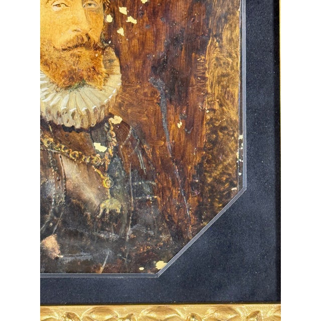 Wood Ntique European Portrait Painting on Copper in Giltwood Frame, 19th Century For Sale - Image 7 of 8