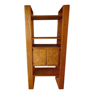 1970 Lou Hodge's Oak Open Bookshelf/Credenza With Two-Door Cabinet For Sale