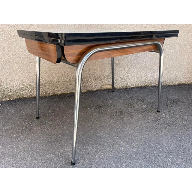 1950s Light Yellow & Brown Formica Dining Table & Chairs Set, 1950s, Set of 5 For Sale - Image 5 of 18