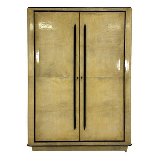 Italian Art Deco Parchment and Walnut Dye Armoire atributed to Guglielmo Ulrich, 1940s For Sale