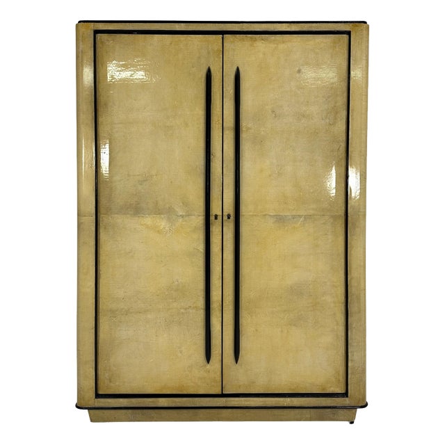 Italian Art Deco Parchment and Walnut Dye Armoire atributed to Guglielmo Ulrich, 1940s For Sale