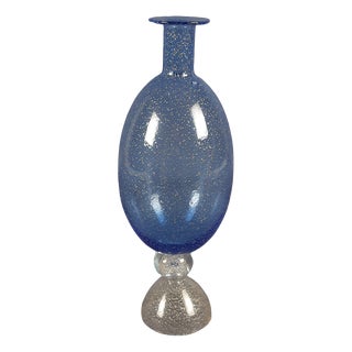 Murano Glass Vase in Blue with Silver Powder Blue, 1970s For Sale