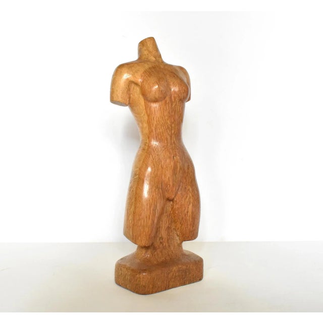 Wood Mid-Century Modern Original Wood Female Torso Sculpture Signed Robert Clifton For Sale - Image 7 of 9