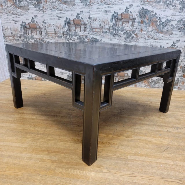 Late 20th Century Vintage Shanxi Province Elm Coffee Table With Carved Apron For Sale - Image 5 of 9