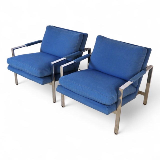 1960s Milo Baughman for Thayer Coggin Vintage Mid Century Modern T Back Lounge Chairs C. 1960s For Sale - Image 5 of 17
