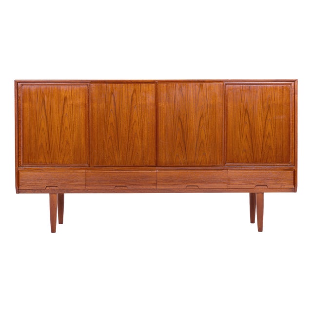Teak Highboard by Henning Kjaernulf for Vejle Stolefabrik, Denmark, 1960s For Sale