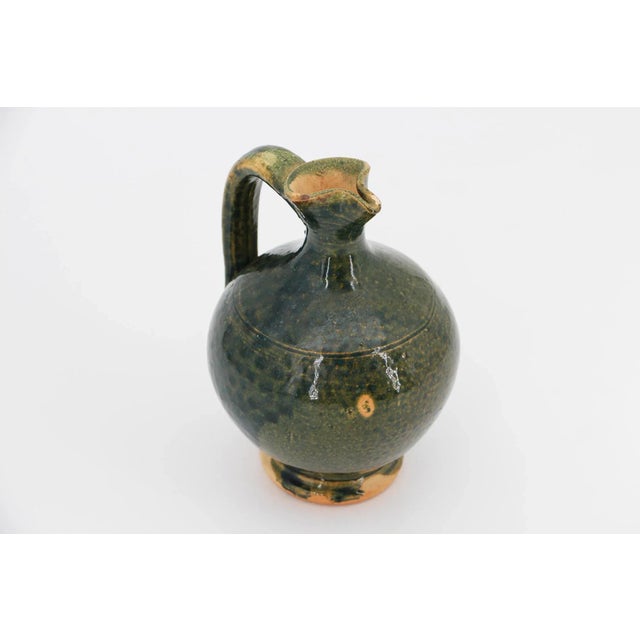 Green Rare 19th Century, Small Green Portuguese Earthenware Jug With Handle For Sale - Image 8 of 12
