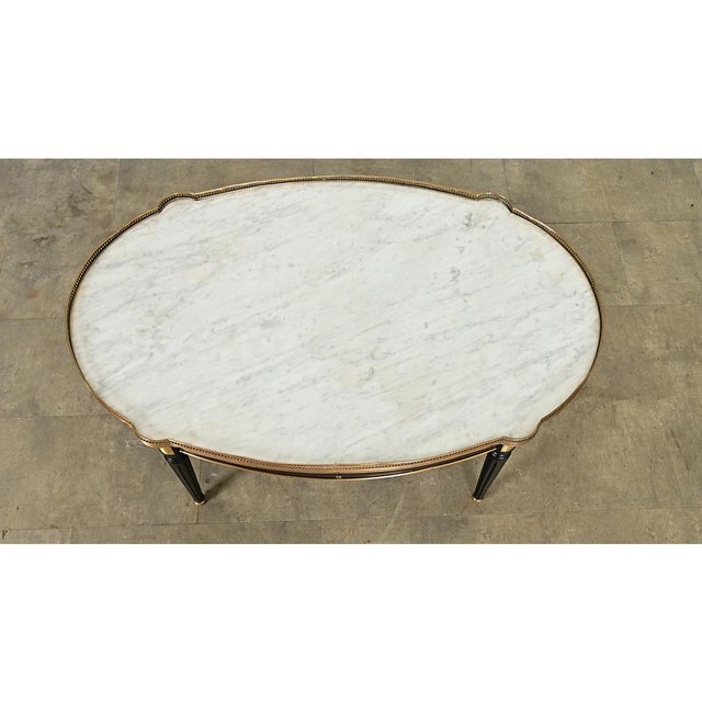 Black French 20th Century Louis XVI Style Ebonized Oval Coffee Table For Sale - Image 8 of 13