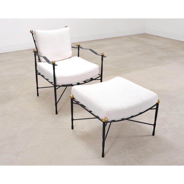 Pair of Mario Papperzini Amalfi Iron Lounge Chairs and Ottomans For Sale - Image 16 of 18