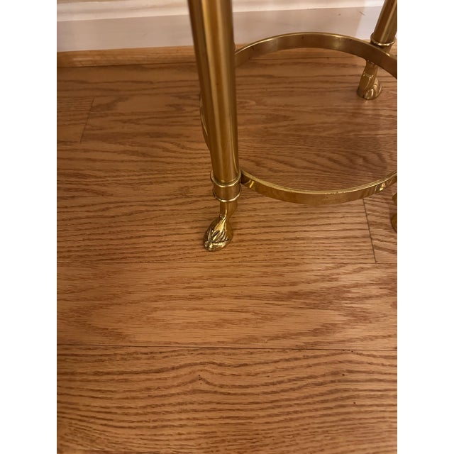Vintage Hollywood Regency Brass and Glass Pedestal/Stand Side Table For Sale In Baltimore - Image 6 of 6