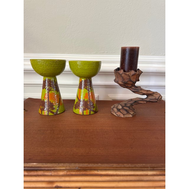 Vintage Rosenthal Netter Aldo Londi for Bitossi Art Pottery Candleholders, Made in Italy - A Pair For Sale - Image 10 of 18