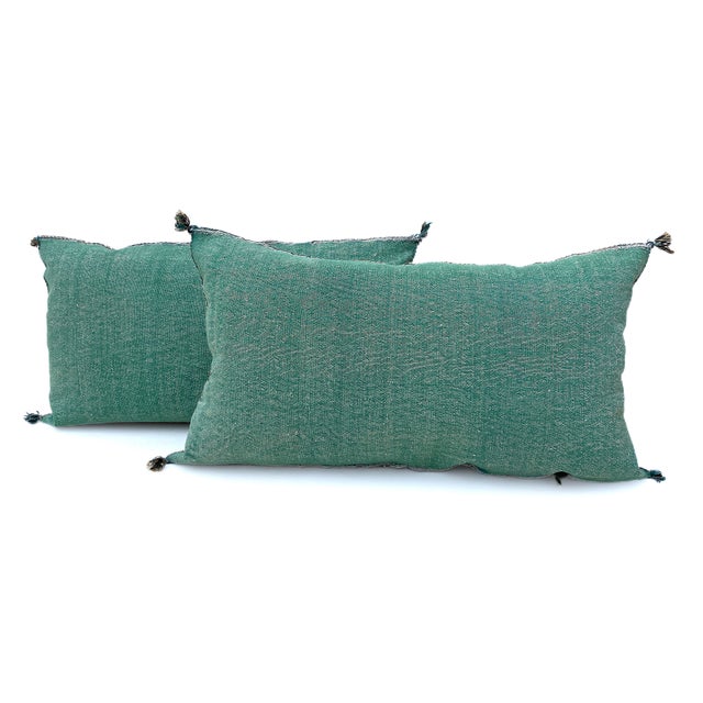 Contemporary Green Silk Decorative Pillow Covers a Pair Chairish