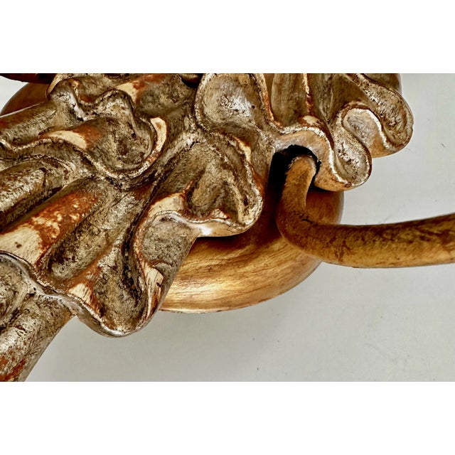 Brown Pair Italian Neo Classic Carved Ribbon Draped Wall Sconces For Sale - Image 8 of 12