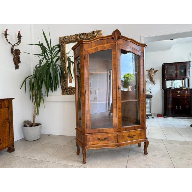 Baroque Display Cabinet with Inlaid Walnut Wood, 1980s For Sale - Image 10 of 18