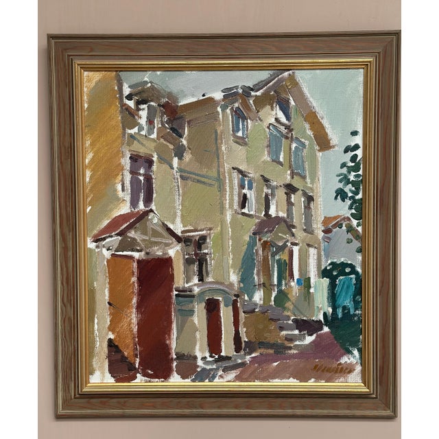 Mid-Century Modern Gösta Stawåsen, Södra Kyrkogatan 50, 1970, Oil on Canvas, Framed For Sale - Image 3 of 16