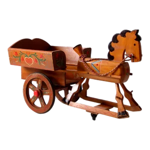 Vintage Folk Art Toy Riding Horse and Cart
