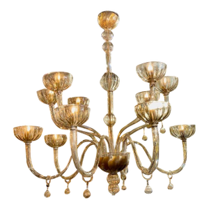 Large Scale 2 Tier Murano Glass Chandelier in Fume Glass