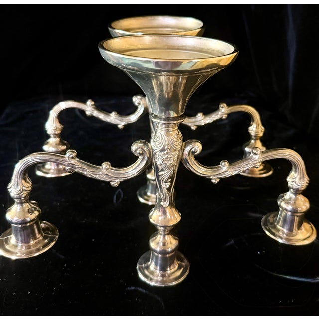 Mid 20th Century French Silver Plate Candelabra Pair For Sale - Image 9 of 12