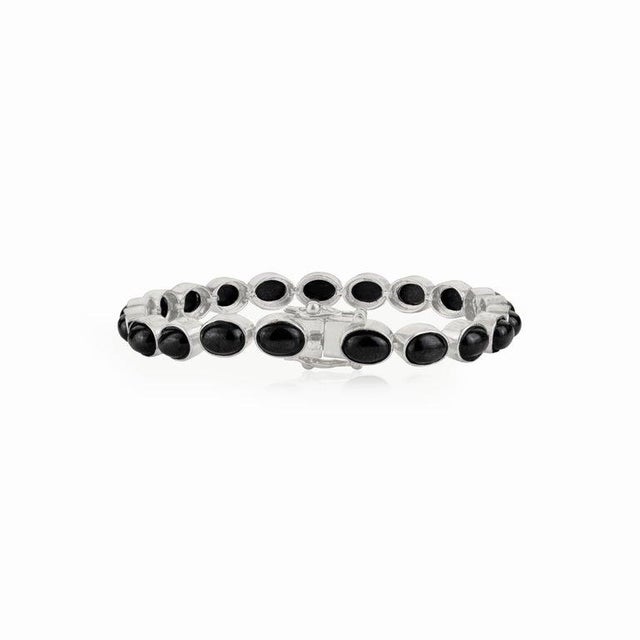 925 Sterling Silver Black Onyx Bohemian Tennis Bracelet for Him For Sale - Image 6 of 11